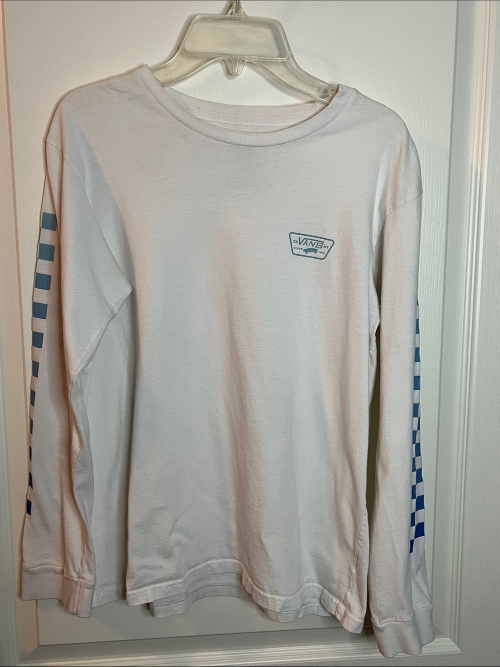 Boys Vans White Long Sleeve Tee Sz L (12-14)